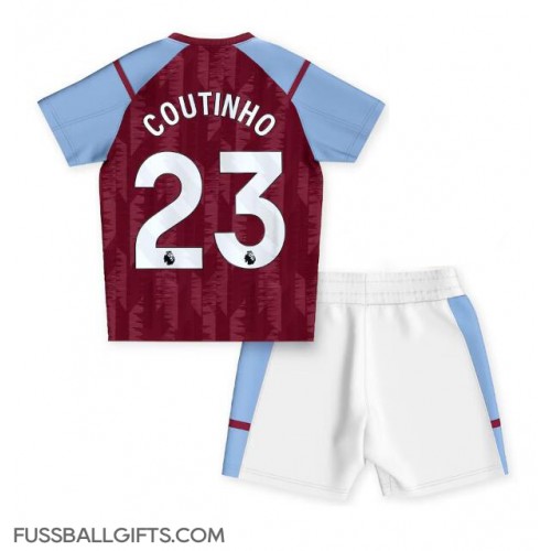 Aston Villa Philippe Coutinho #23 Fußballbekleidung Heimtrikot Kinder 2023-24 Kurzarm (+ kurze hosen)